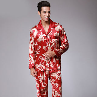 Buy wine-red Men&#39;s Long Sleeve Pants Pajamas Set