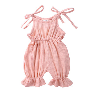 Buy pink New Arrivals Newborn Toddler Baby Girls Sleeveless Solid Romper Jumpsuit Outfit