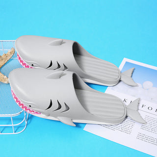 Buy grey Shark Slippers Beach Shoes Home Flat Slippers for Women &amp; Men