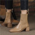 Chunky Heel Martin Boots Female Square