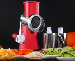 Buy red Manual Kitchen Accessories Multifunctional Round Mandoline Potato Slicer Vegetable Cutter Slicer Cheese Kitchen Gadgets