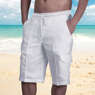 Buy white Multi Pocket Tie Men&#39;s Beach Cargo Pants