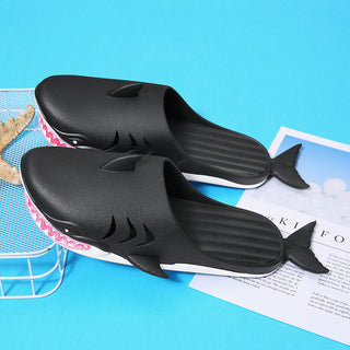 Buy black Shark Slippers Beach Shoes Home Flat Slippers for Women &amp; Men