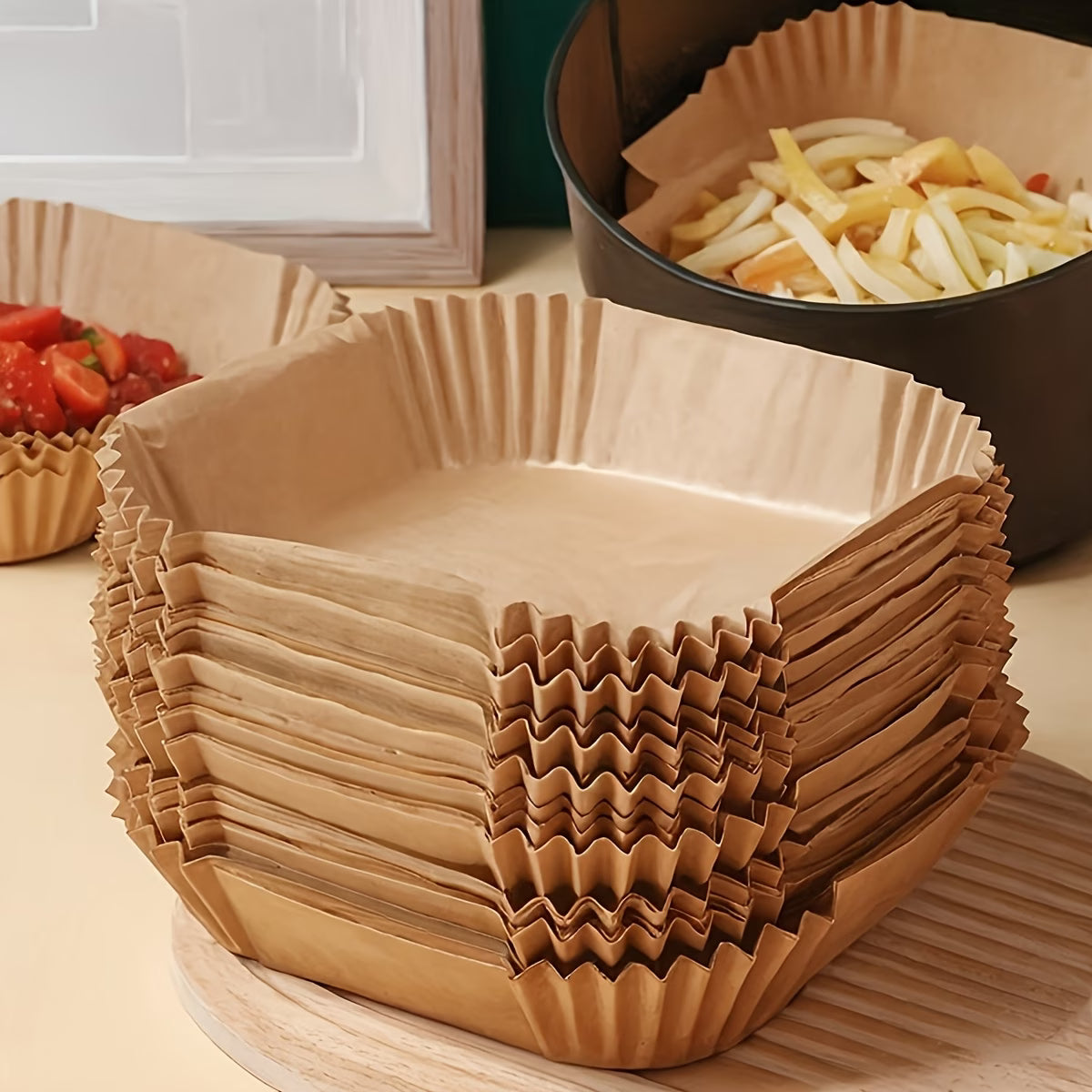 100-Pack Air Fryer Liners – Non-Stick Parchment, Oven & Microwave Safe (Min 3 Qty Per Order)