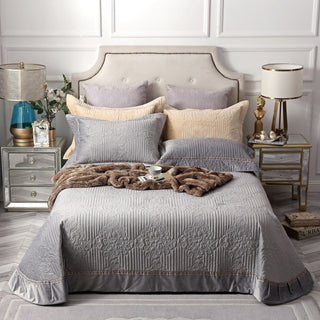 Buy dark-grey Three-piece Quilt Bed Cover