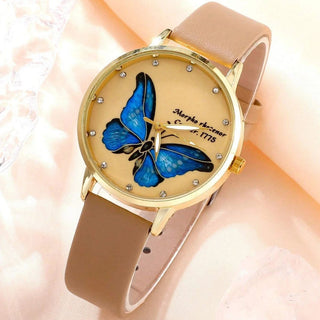 J5pcsset All-match Fashion Butterfly Women's Belt Watch Suit