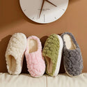 Unisex Home Fuzzy Winter Plush Anti-Skid Soft Soled Cotton Slippers