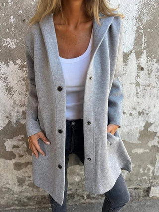 Buy gray Women&#39;s Single-Breasted Cardigan Fashion Loose Solid Color Jacket