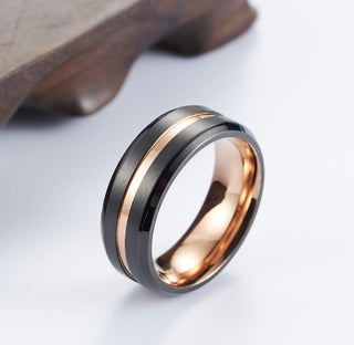 Black Rose Gold Two-color Titanium Steel Ring Surface Brushed Matte Ring