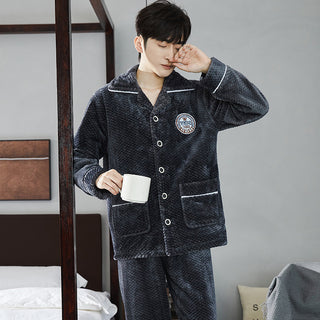 Buy b003 Autumn And Winter Flannel Men&#39;s Pajamas Men&#39;s Lapel Cardigan