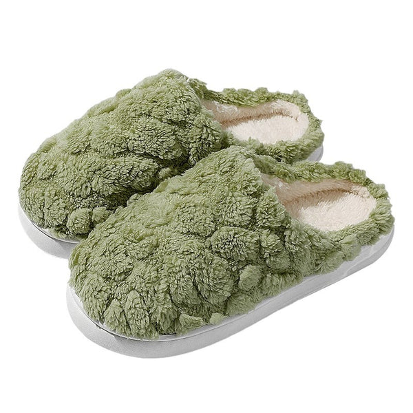 Unisex Home Fuzzy Winter Plush Anti-Skid Soft Soled Cotton Slippers