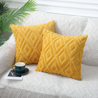 Buy yellow Rhombus Cut Flower Nordic Style Sofa Living Room Office Pillow