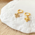 Flower Ear Clips Copper Plating 18K Real Gold Inlaid Zircon Fashion