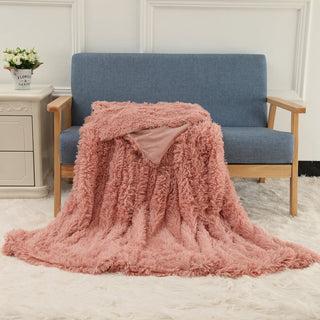 Buy bean-pink Plush Blanket Double-layer Blanket Multifunctional