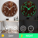 Luminous Wood Grain Wall  Simple Living Room Clock