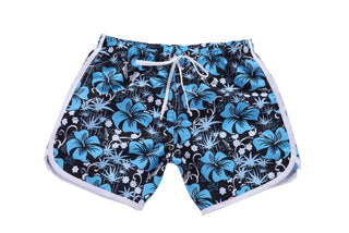 Buy blue-flower Men&#39;s short beach pants casual shorts loose and comfortable