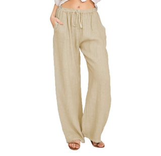 Buy khaki Women&#39;s Casual Cotton And Linen Loose Yoga Pants