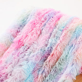 Buy light-rainbow Warm Fluffy Shaggy Throw Blanket Bedspread Faux Fur Sofa Nap Blanket Bed Cover