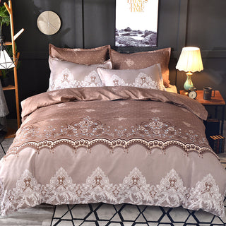 Buy coffee Home Textile American Light Luxury Lace Quilt Cover Bedding