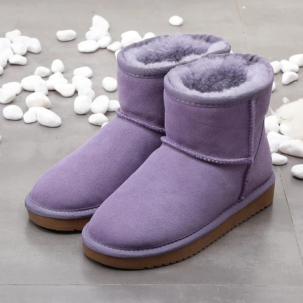 Women's Snow Short Flat Bottom Fleece-lined Cotton Boots