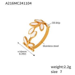 Buy a216-gold Branches And Leaves Drop Oil Ring Female Stainless Steel