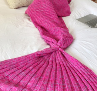 Buy rose-red Hot Mermaid Blanket Handmade Knitted Sleeping Wrap TV Sofa Mermaid Tail Blanket Kids AdultBaby Crocheted Bag Bedding Throws Bag