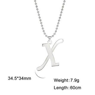 Buy x Polished Cut Steel Color 26 Letters Pendant Stainless Steel Necklace