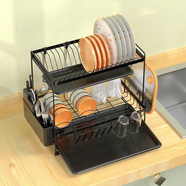 Double - Layer Multi - Functional Dish Rack Drain Basket For Storage And Arrangement