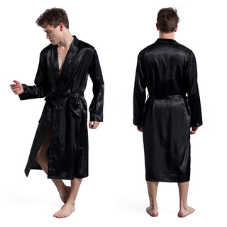 Buy black Men&#39;s Fashion Solid Color Robe Thin