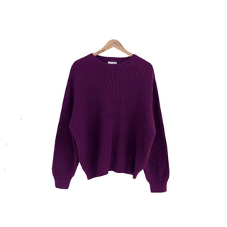 Buy purple Solid Color Lazy And Loose Thick Needle Pullover