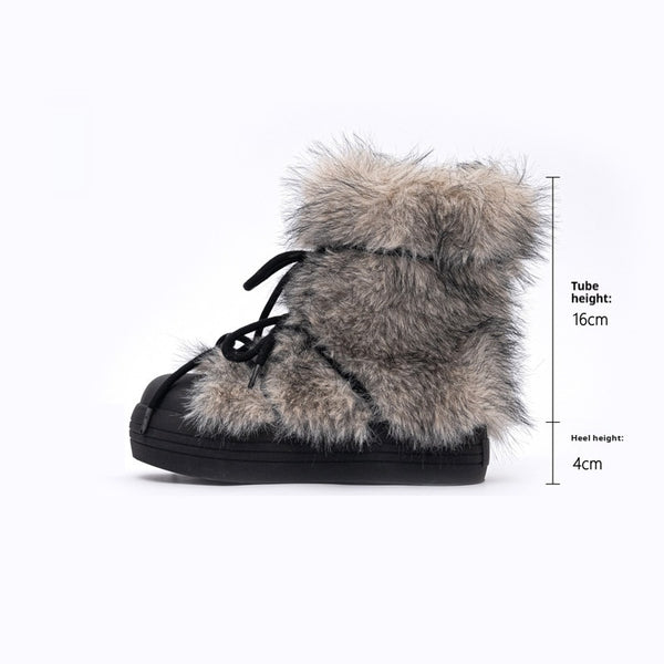Women's Thick Bottom Increased Fur Short Snow Boots