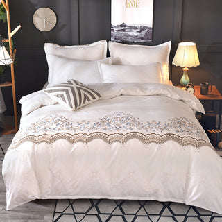 Buy milky-white Home Textile American Light Luxury Lace Quilt Cover Bedding