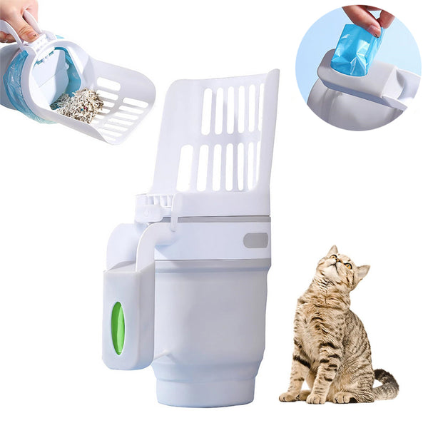 Widen Cat Litter Shovel Scoop With Refill Bags Large Cat Litter Box Self Cleaning Cat Waste Bin System