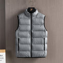 Men's Fashionable Handsome Warm Solid Color Cotton Vest Stand Collar