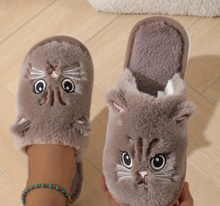Buy coffee Unisex Kitty Cartoon Cotton Slippers