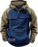 Men's Half Zipper Solid Warm Fleece Sweatshirts Multi Pockets Hooded Jackets