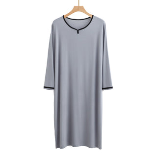 Buy dark-gray Long Below The Knee Soft Draping Bathrobe Men&#39;s Pajamas