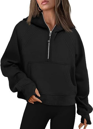 Buy black Women&#39;s Long Sleeve Pullover Zipper Hoodies