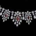 European And American Fashion Retro Square Zircon Necklace Earrings