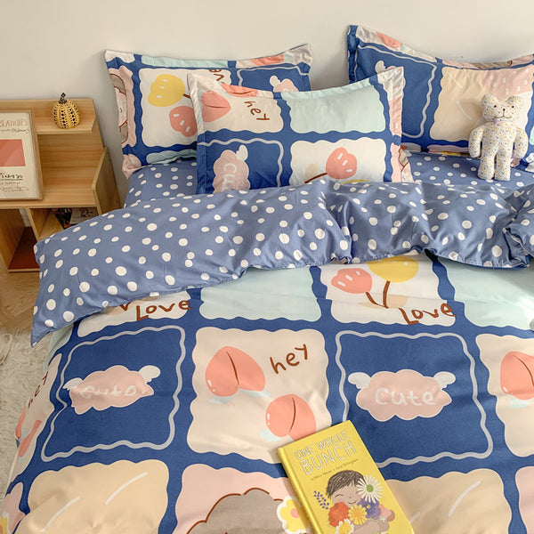 Four Piece Set Of Cute Cartoon Bed Sheets