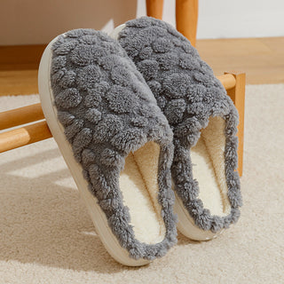 Buy gray Unisex Home Fuzzy Winter Plush Anti-Skid Soft Soled Cotton Slippers