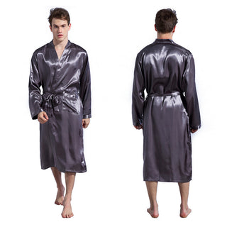 Buy gray Men&#39;s Fashion Solid Color Robe Thin