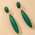 Silver Needle Vintage Emerald Drop-shaped Long Earrings