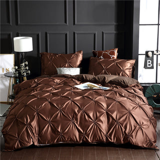 Buy coffee Three-piece Solid Color Bed Sheet Duvet Cover