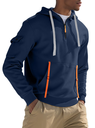 Buy navy-blue Men's Fleece-lined Casual Sweatshirt Fashion Hoodie