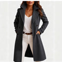 Women's Single-breasted Mid-length Coat With Pockets