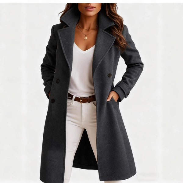 Women's Single-breasted Mid-length Coat With Pockets