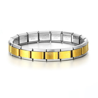 Buy silver-and-gold Titanium Steel Vacuum Real Gold IP Plating Watch Band Chain