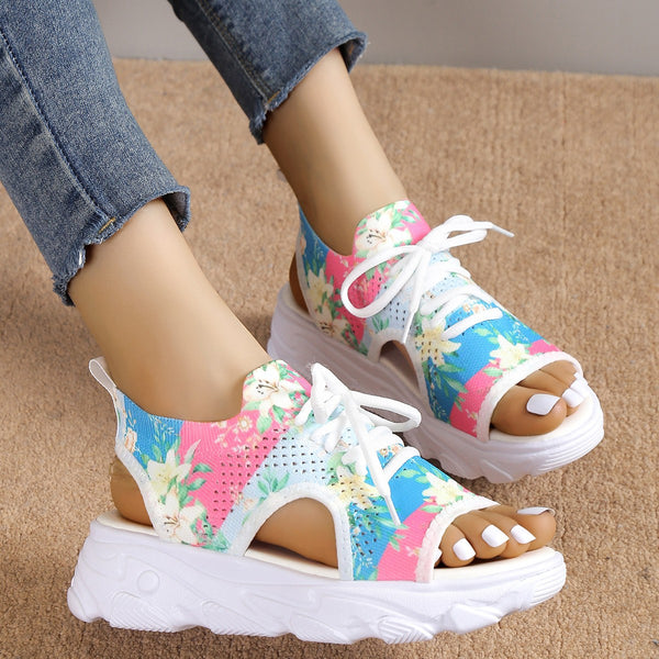 Women Print Lace-up Sports Sandals