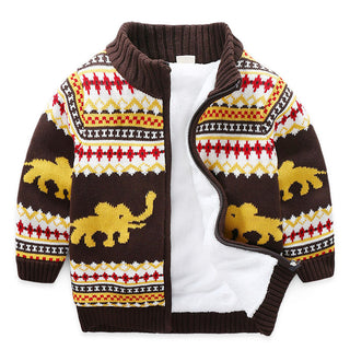 Buy coffee-elephant Children&#39;s Plush Sweater Thick Knit Cardigan